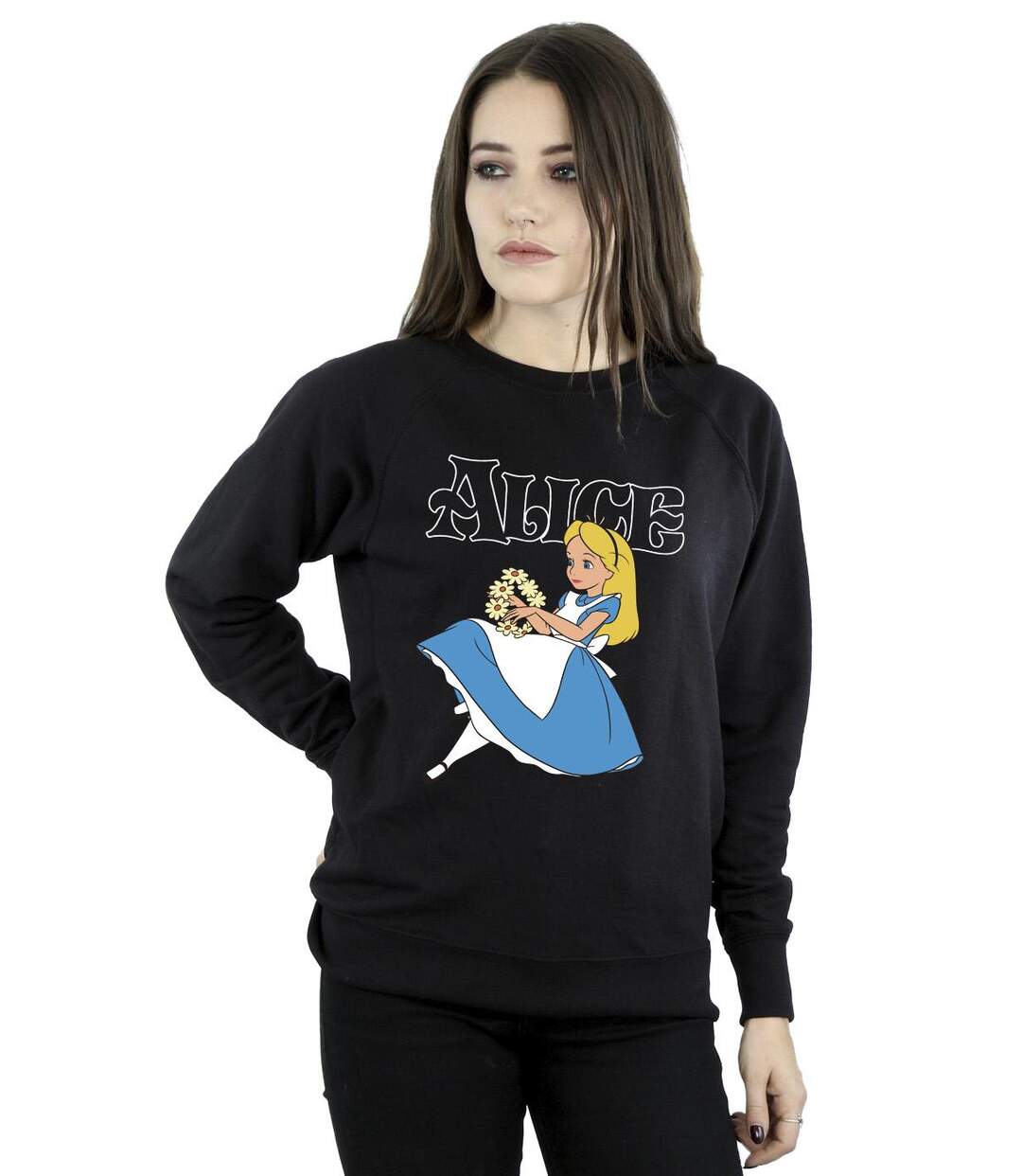 Disney - Sweat ALICE IN WONDERLAND FLOWERS - Femme (Noir) - UTBI5652-2