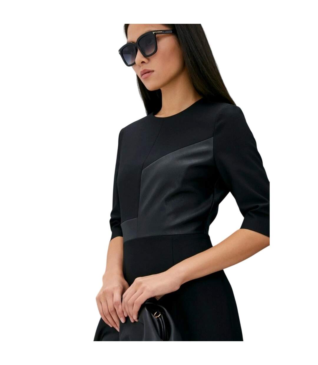Robe Mi-longue Motif/style Asymétrique Dezona Femme Noir Boss-4