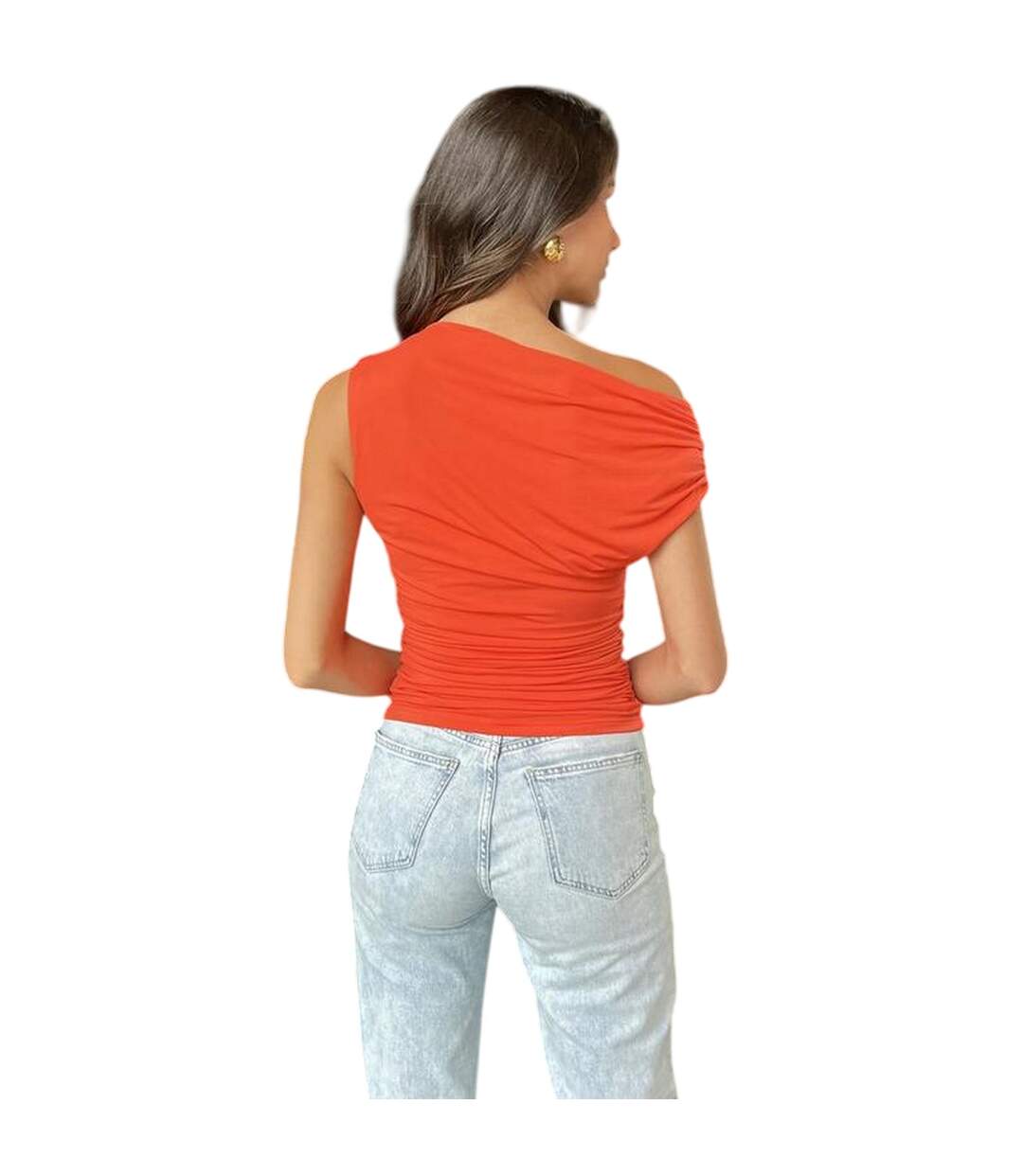 Haut 1 Épaule Femme Orange Foncé Ax-3