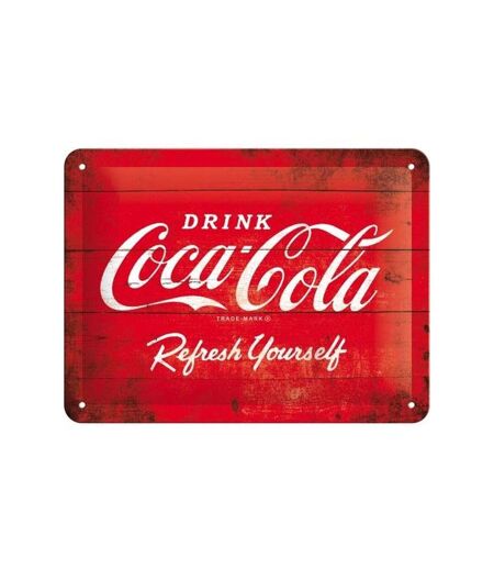 Plaque décorative en métal en relief 20 x 15 cm Coca Cola Logo Rouge