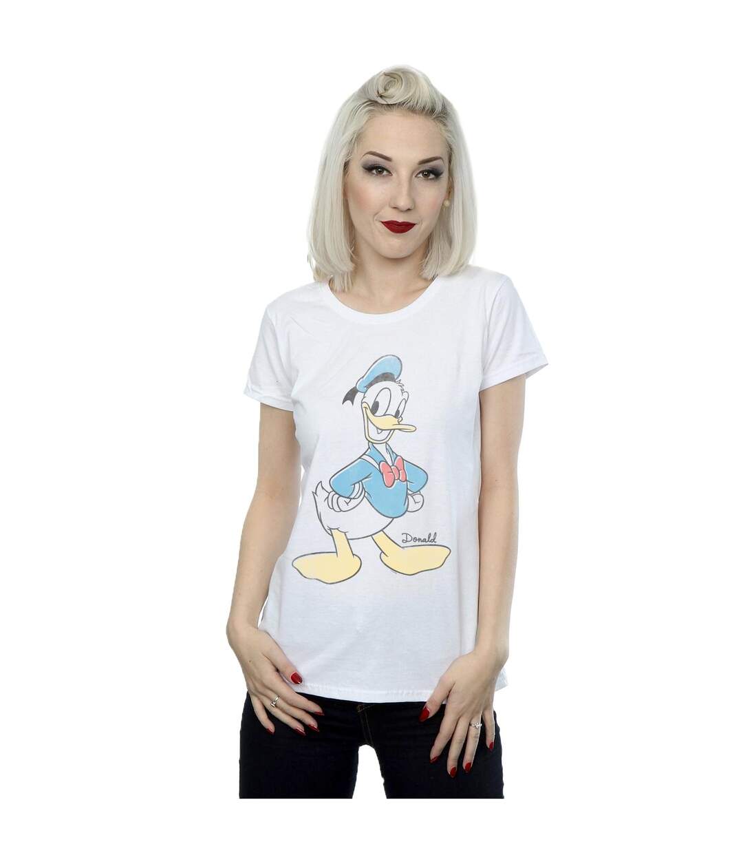 Disney T-shirt en coton classique Donald Duck Femme/Femme (Blanc) - UTBI31028-2