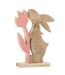 Statuette Déco Lapin Fleur 27cm Rose & Beige-1