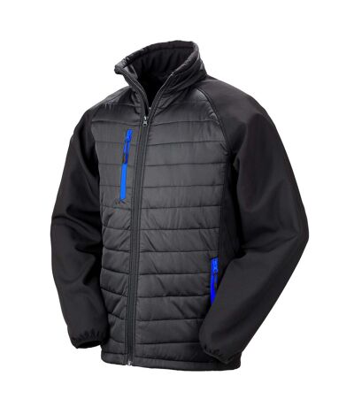 Unisex adult compass softshell padded jacket black/royal blue Result