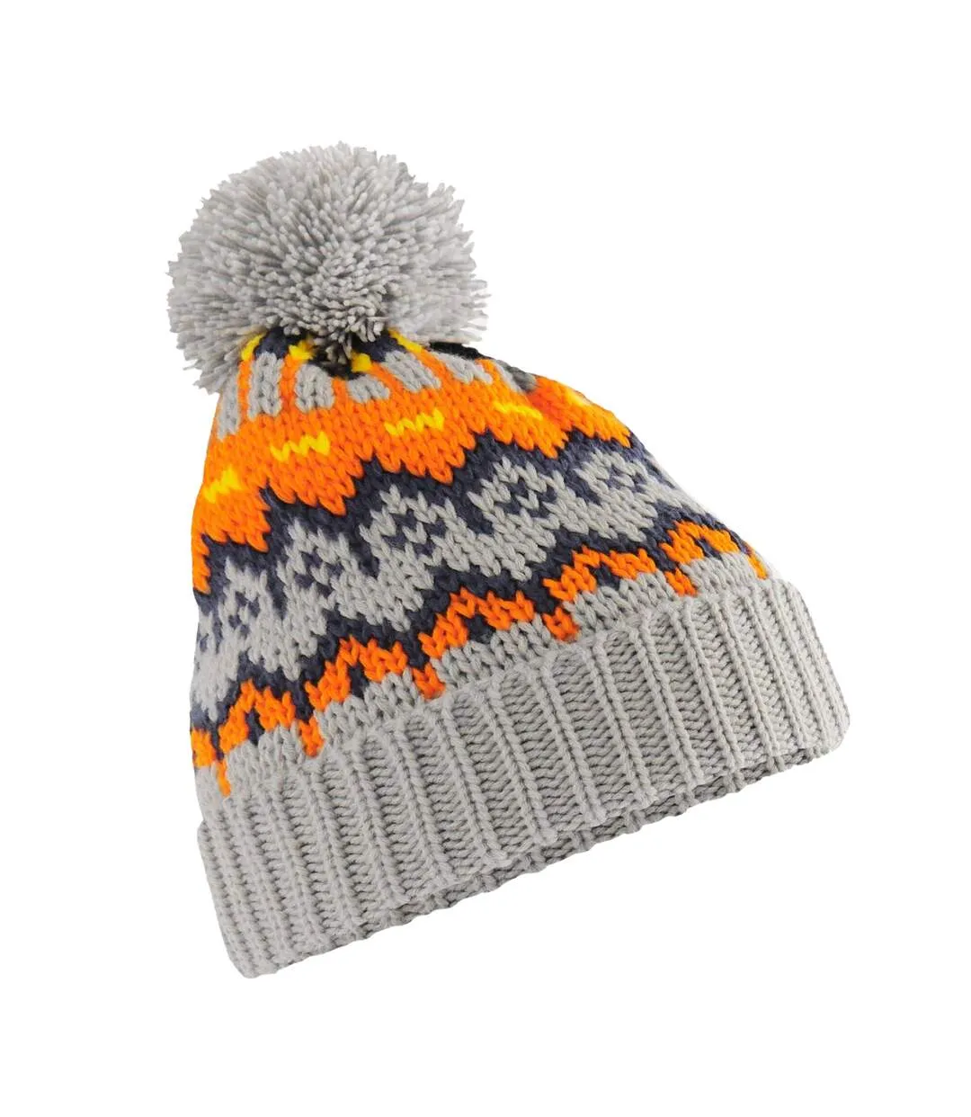 Bonnet Ski Motif/style Rétro Adulte Gris Beechfield-1