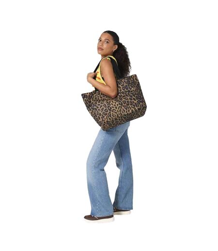 Leopard Print Tote Bag One Size Brown Black Bagbase