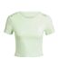 T-shirt Court Motif/style 3 Rayures Femme Vert Adidas-1