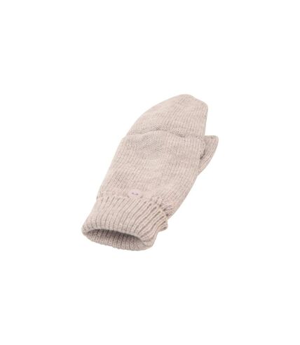 Womens/ladies fingerless knitted mittens one size beige Mountain Warehouse