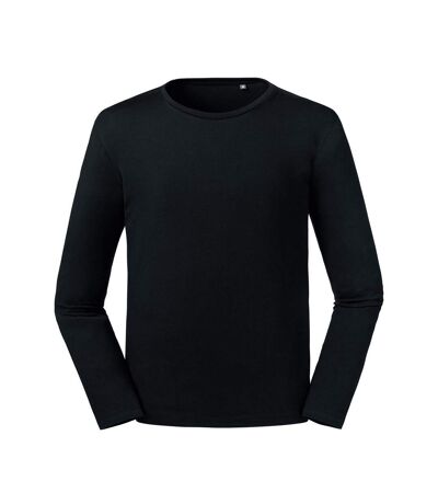 Russell Mens Pure Organic Long Sleeve T-Shirt (Black) - UTPC4021