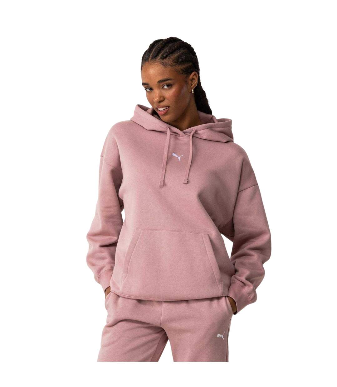Womens/ladies Essentials Oversized Hoodie Mauve Puma-2