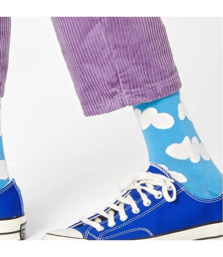 1 Pack Mens & Ladies Cotton Light Blue Clouds Design Socks