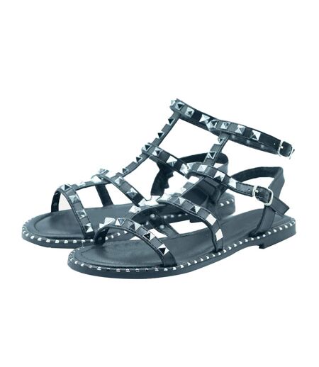 Womens/ladies natalia studded pu gladiator sandals black Where´s That From