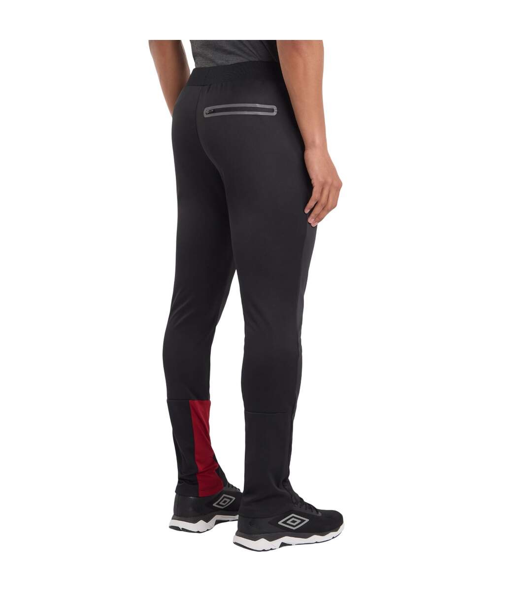 Mens Pro Training Polyester Jogging Bottoms Black Red Dahlia Umbro-2