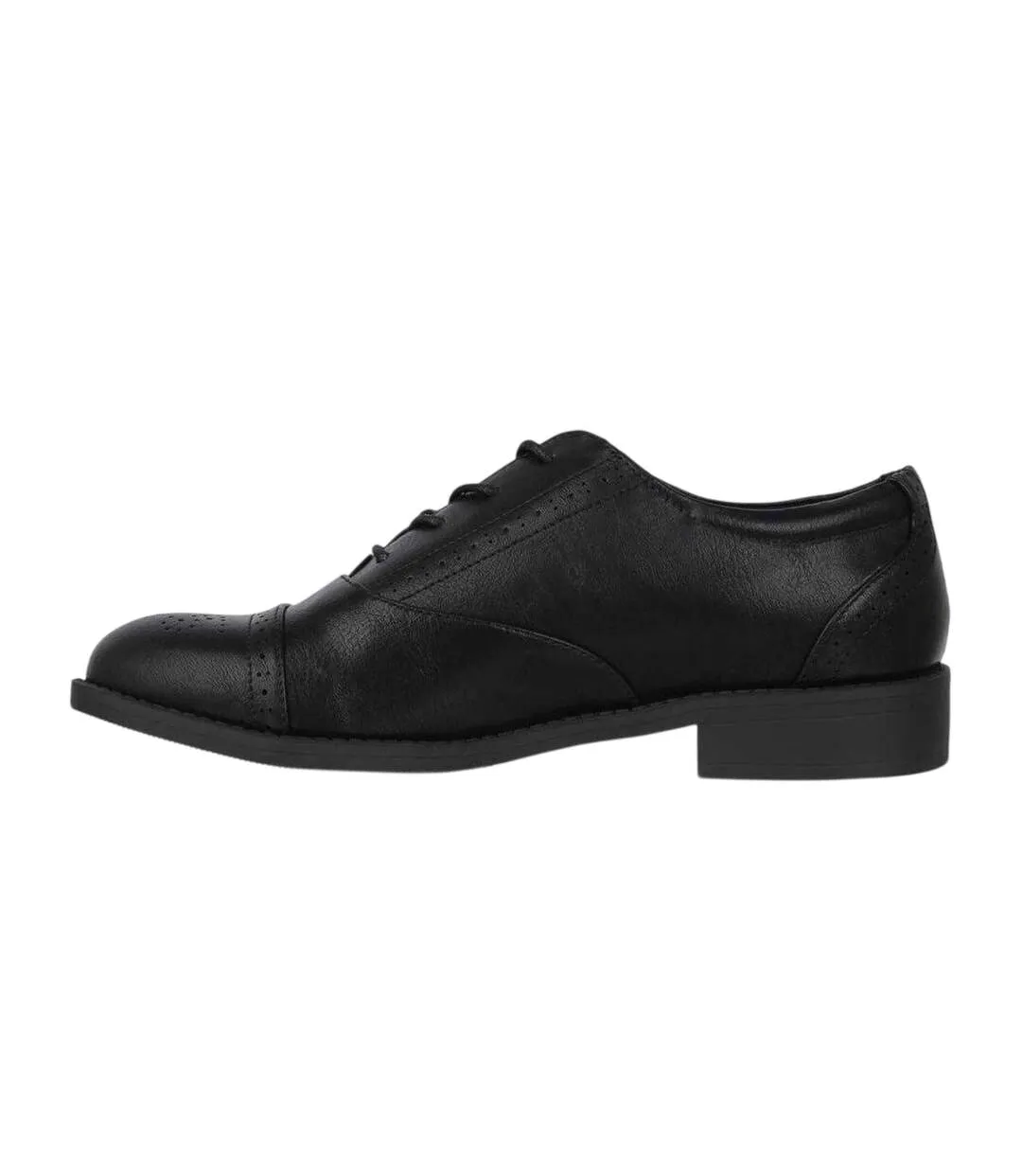 Womens/ladies Bobbi Low Heel Brogues Black Miso-3