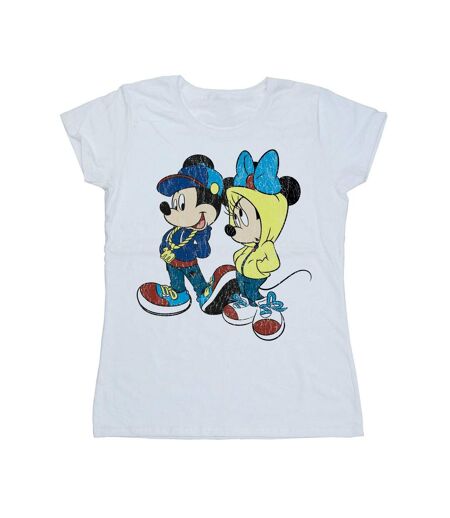 Disney T-shirt en coton Mickey et Minnie Mouse Pose - Femmes/Ladies (Blanc) - UTBI33106