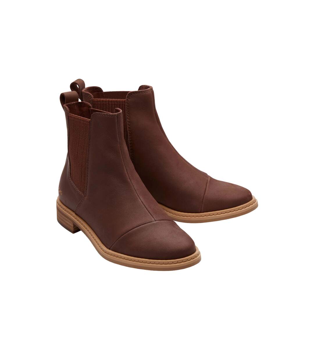 Womens/ladies Charlie Leather Boots Chestnut Toms-1