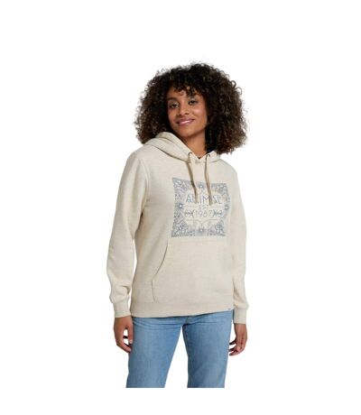 Womens/ladies Maya Graphic Print Organic Hoodie Light Beige Animal