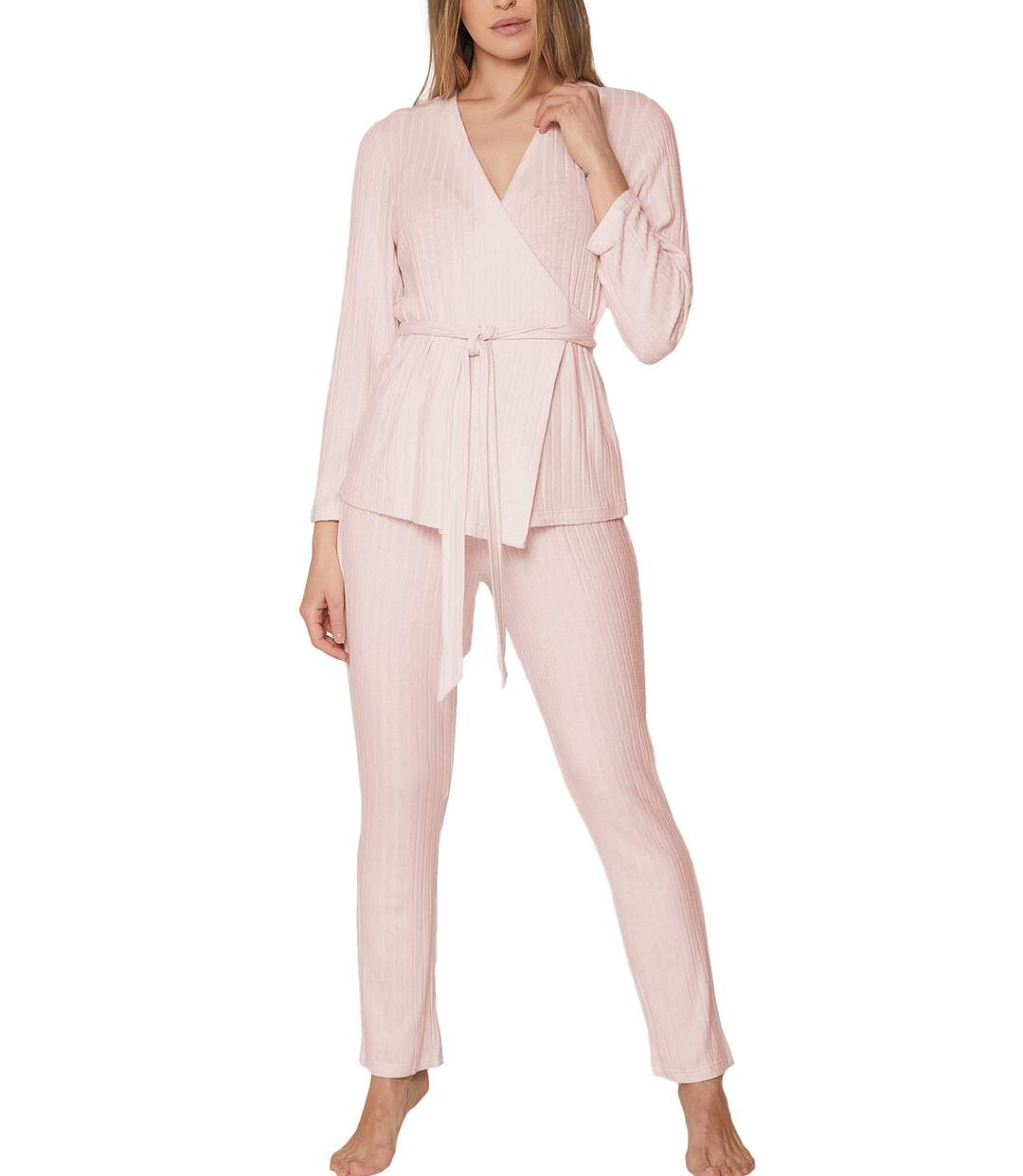 Pyjama tenue d'intérieur pantalon top croisé Elegant Line Admas-1