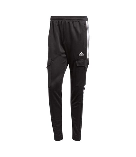 Mens 3 Stripes Jogging Bottoms Black White Adidas