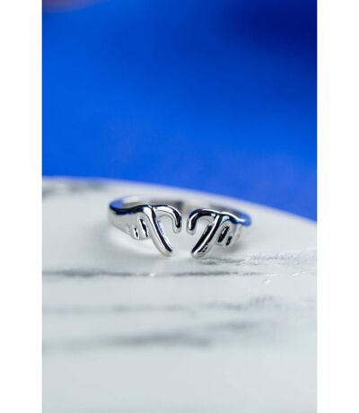 925 Silver Gold Hand Heart Couple Love Adjustable Stackable Ring