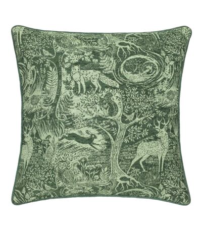 Winter woods chenille animals cushion cover 50cm x 50cm emerald Furn