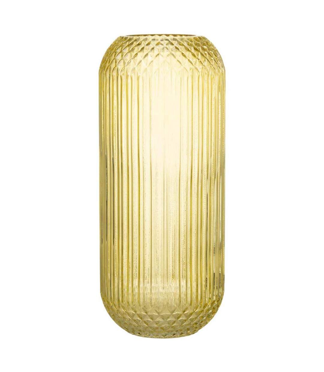 Vase Design en Verre Droit 36cm Jaune-1