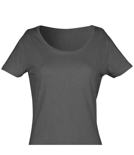 Womens/ladies Plain Cotton T-shirt Dress Granite SF