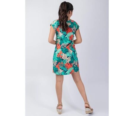 Robe courte col tunisien  ERIKA coupe droite flatteuse Coton Du Monde