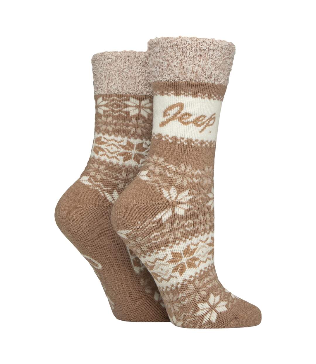 2 Pairs Ladies Thermal Patterned Fairisle Socks Warm Winter Socks-3