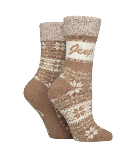 2 Pairs Ladies Thermal Patterned Fairisle Socks Warm Winter Socks