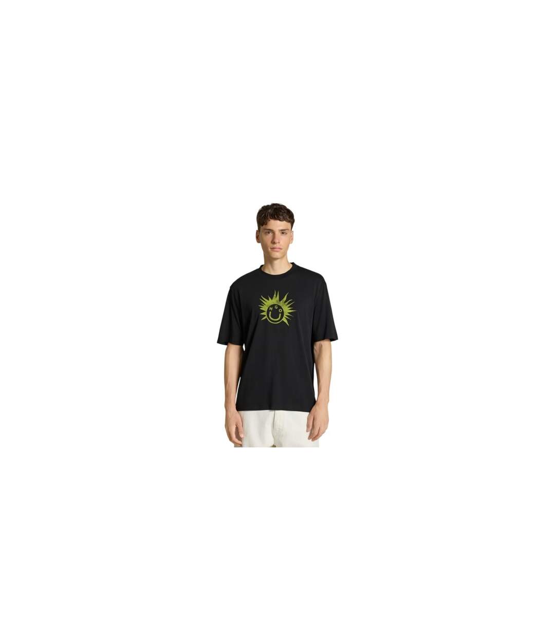 T-shirt Manches Courtes Motif/style Soleil Nugix Homme Noir Hugo-1