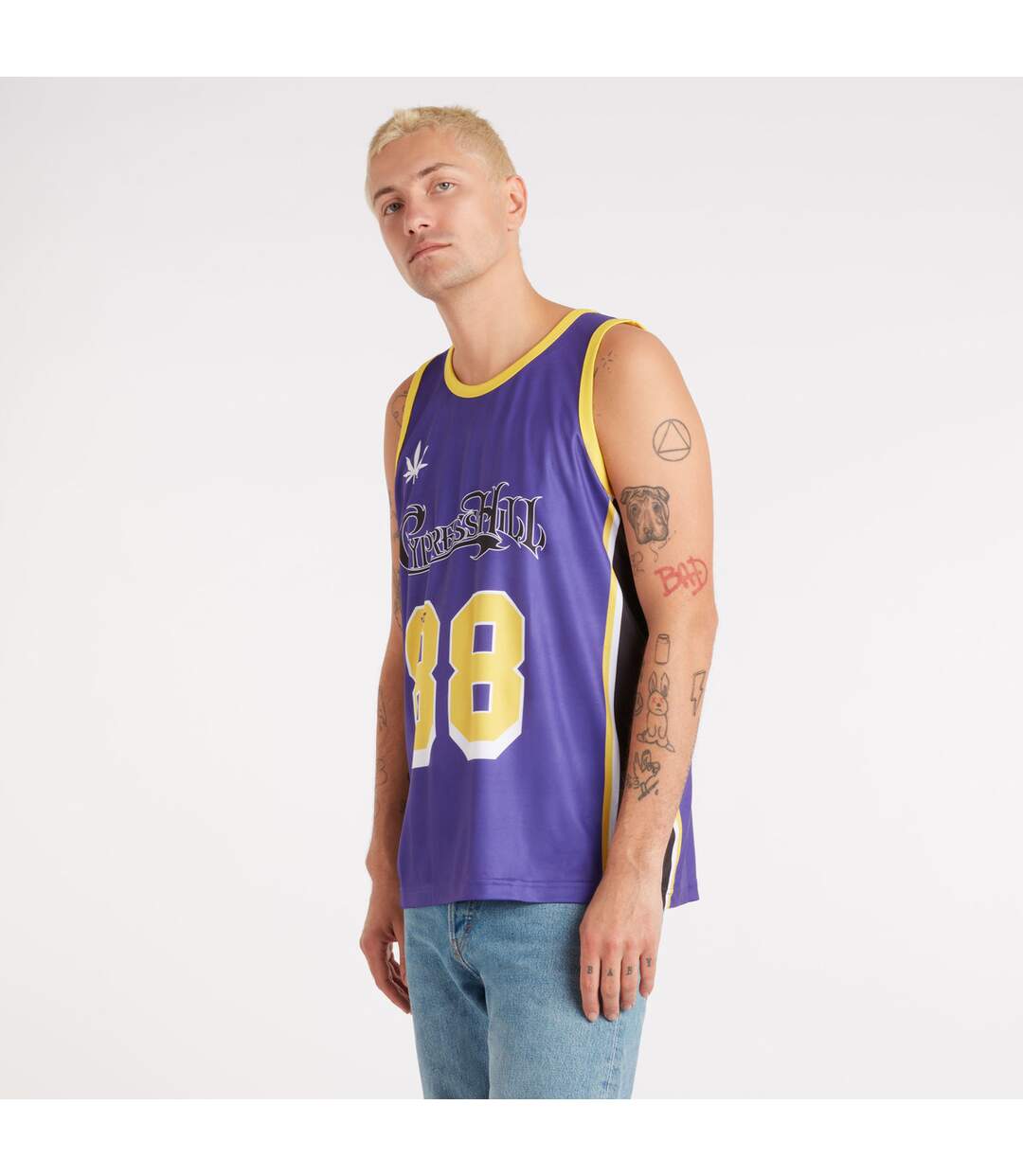 Amplified Mens Greenthumb Cypress Hill Basketball Jersey (Purple)
