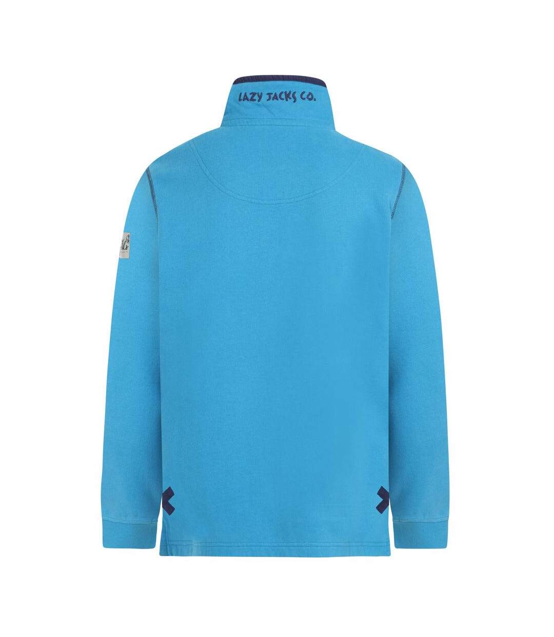Womens/ladies Soft Touch Quarter Zip Sweatshirt Turquoise Lazy Jacks-2
