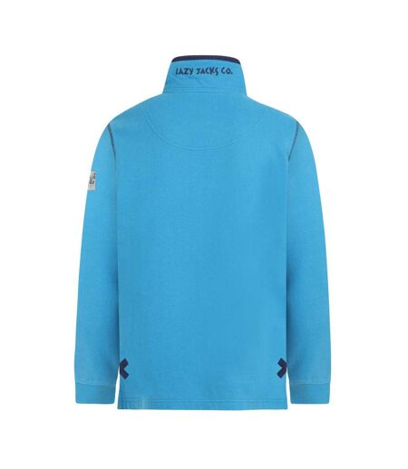 Womens/ladies Soft Touch Quarter Zip Sweatshirt Turquoise Lazy Jacks