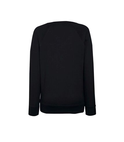 Fruit OF The Loom Ladies Fitted Lightweight Raglan Sweatshirt (240 GSM) (Black) - UTBC2656