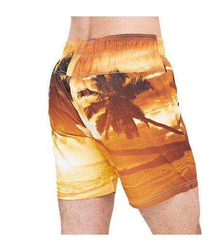 Mens beach dream sunset swim shorts orange Crosshatch