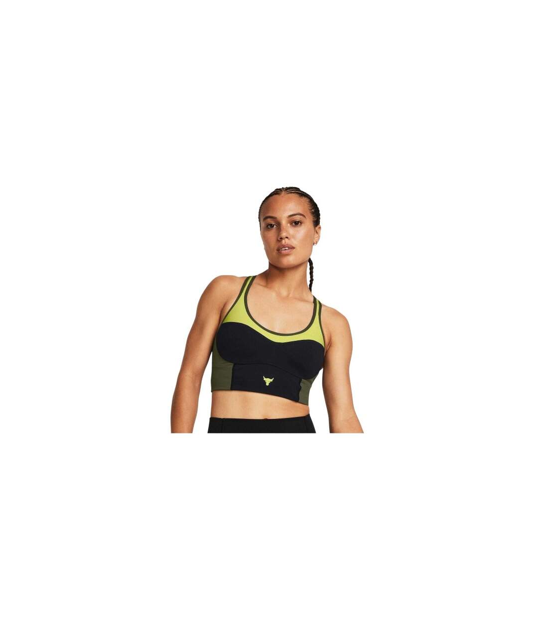 Womens/ladies Compression Sports Bra Black Yellow Under Armour-1