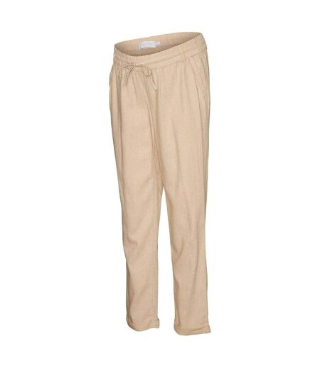 Womens/ladies Straight Maternity Trousers Irish Cream Mamalicious