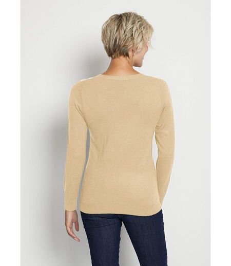 Pull col V strassé manches longues