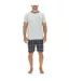 Ensemble Pyjama court homme en coton à carreaux et Logo poitrine Pierre Cardin-1