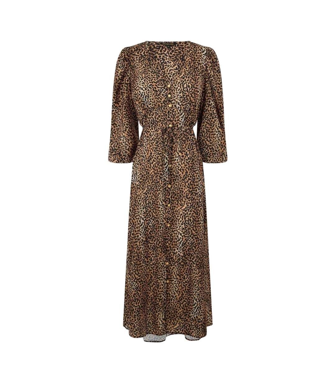 Robe Mi-longue Motif/style Imprimé Guépard Femme Marron Noir Biba-2
