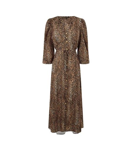 Robe Mi-longue Motif/style Imprimé Guépard Femme Marron Noir Biba