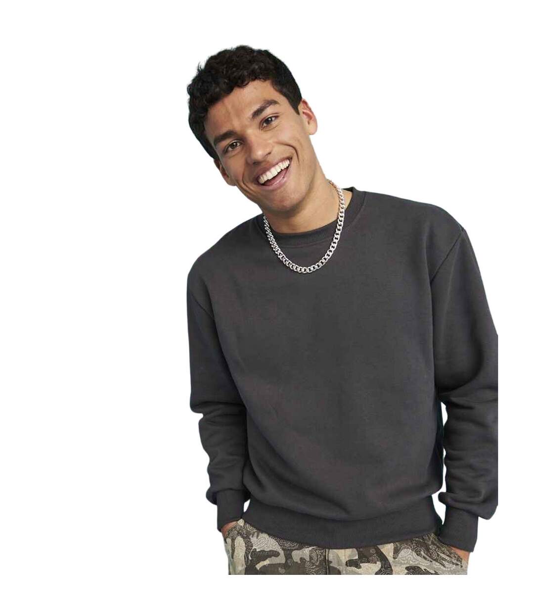 Unisex adult signature heavyweight sweatshirt solid charcoal Awdis-3