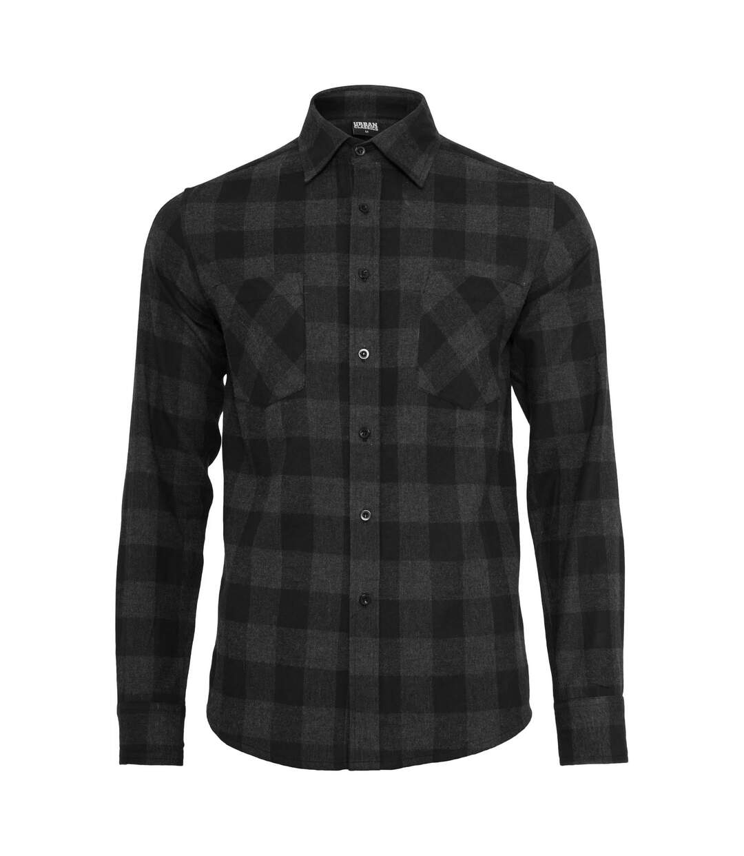 Mens checked flannel shirt black/charcoal Urban Classics-1