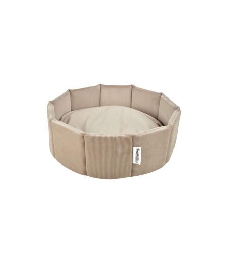 Panier Rond Chien & Chat Velours Crafty 48cm Noisette