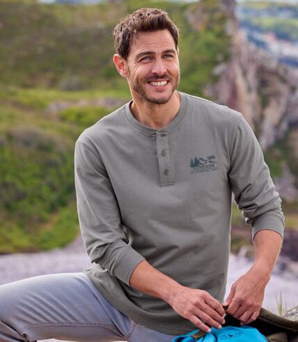 Set van 2 longsleeves met Henley kraag