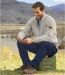 Men's Beige Full Zip Knitted Jacket - Fleece Lining