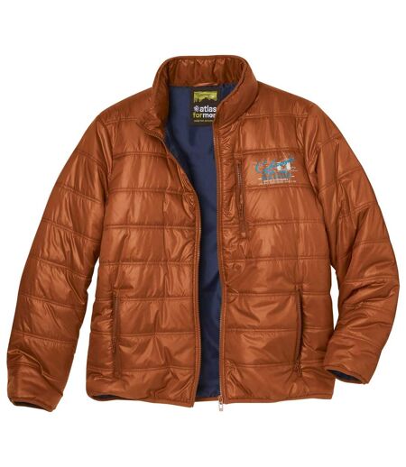 Men's Orange Two-Tone Puffer Jacket - Lightweight - Water-Repellent
