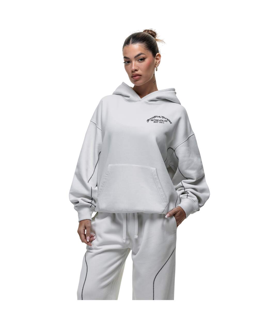 Womens/ladies Overhead Hoodie Off White Good For Nothing-4