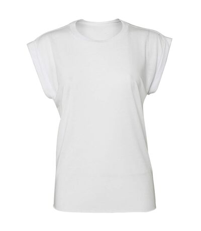 Bella + Canvas Womens/Ladies Flowy Rolled Cuff Muscle T-Shirt (White) - UTPC2924