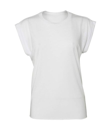 Bella + Canvas Womens/Ladies Flowy Rolled Cuff Muscle T-Shirt (White)